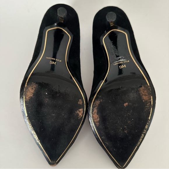 Charles Jourdan Black Suede Heels Pointed Toe Stiletto Heel - Picture 12 of 13